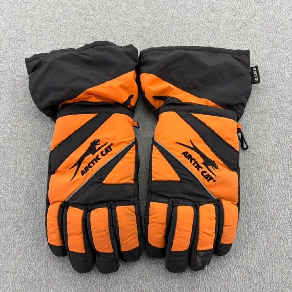Arctic Cat Arcticwear Snowmobile Gloves Mens L Orange Black Thinsulate
